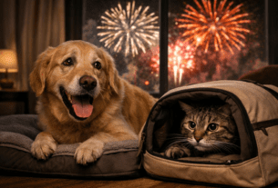 Como os fogos de artifício afetam cães e gatos no fim de ano