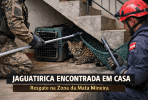 Jaguatirica é resgatada após entrar em casa na Zona da Mata Mineira