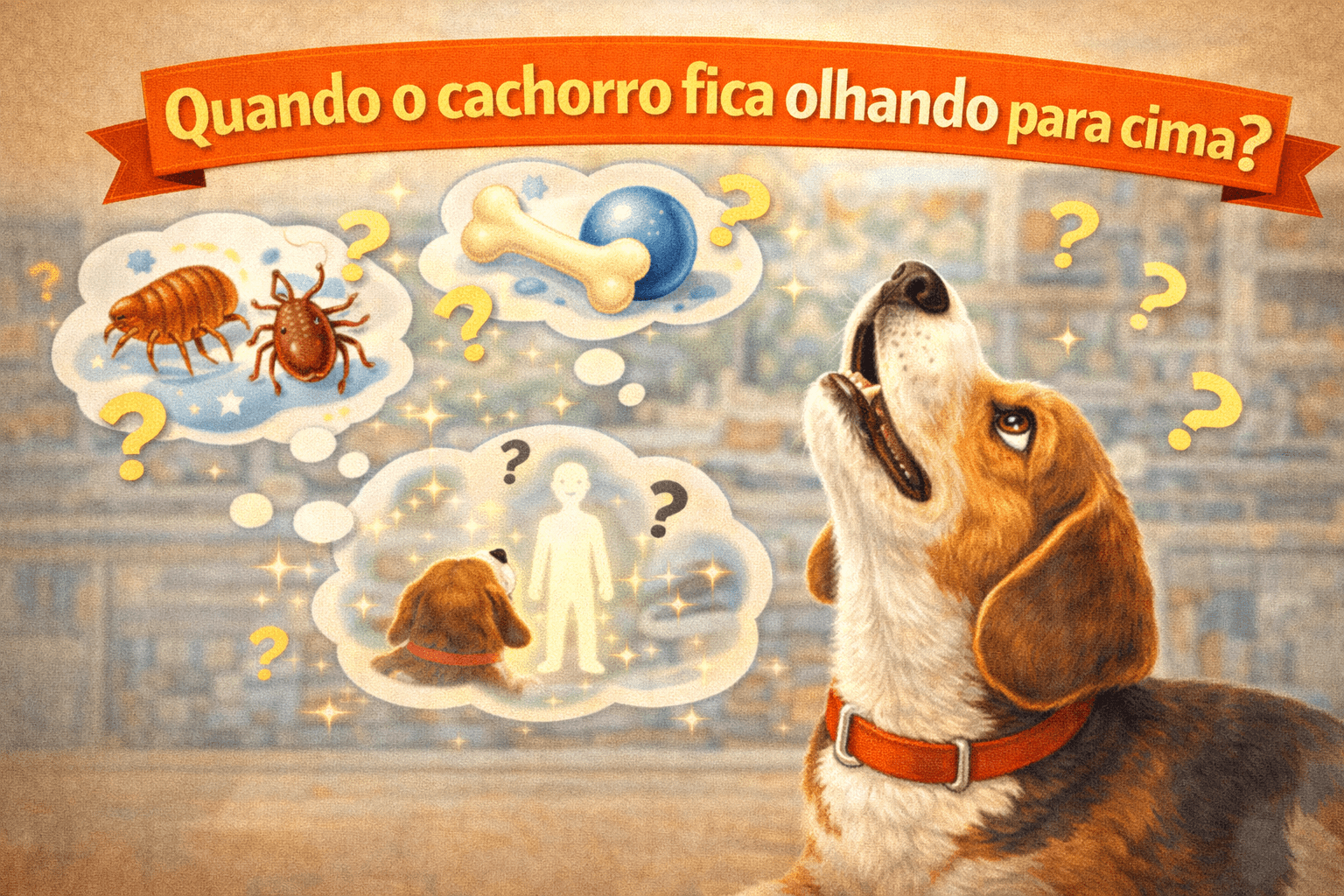 Quando o cachorro fica olhando para cima?