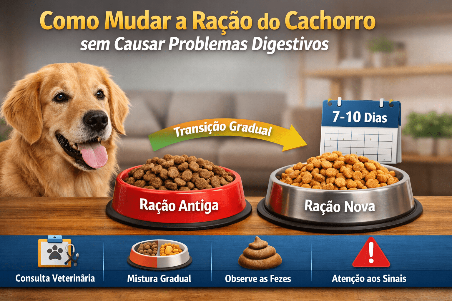 Como mudar a ração do cachorro sem causar problemas digestivos