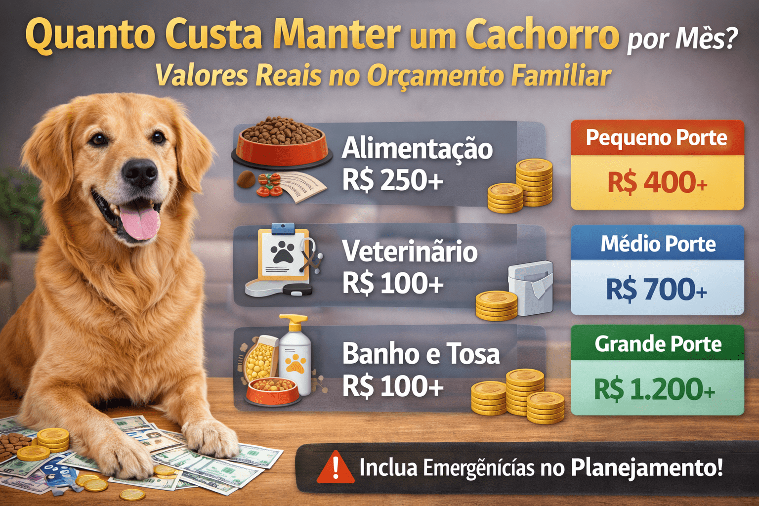 Quanto custa manter um cachorro por mês?